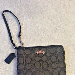 Coach Signature PVC Double Corner Zip Wristlet Wallet - Black E1532F53536